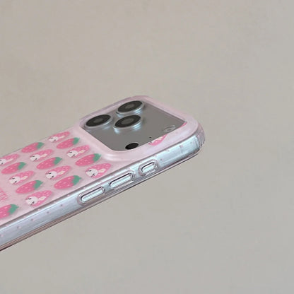 Fashion Phone Cases Kawaii KT Strawberry Print Phone Case Pink For iPhone