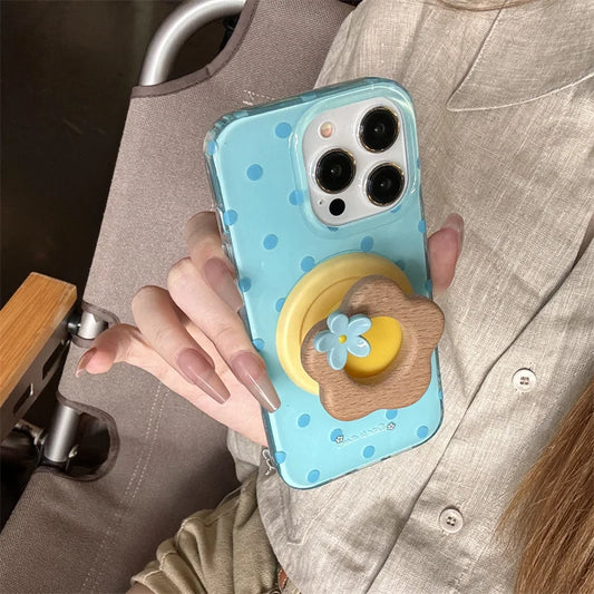 Simple Blue Polka Dot Magnetic Phone Case