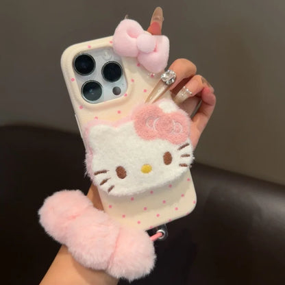 DIY New Kawaii Cat 3D Plush Shape Mobile Phone Case Suitable For iPhone