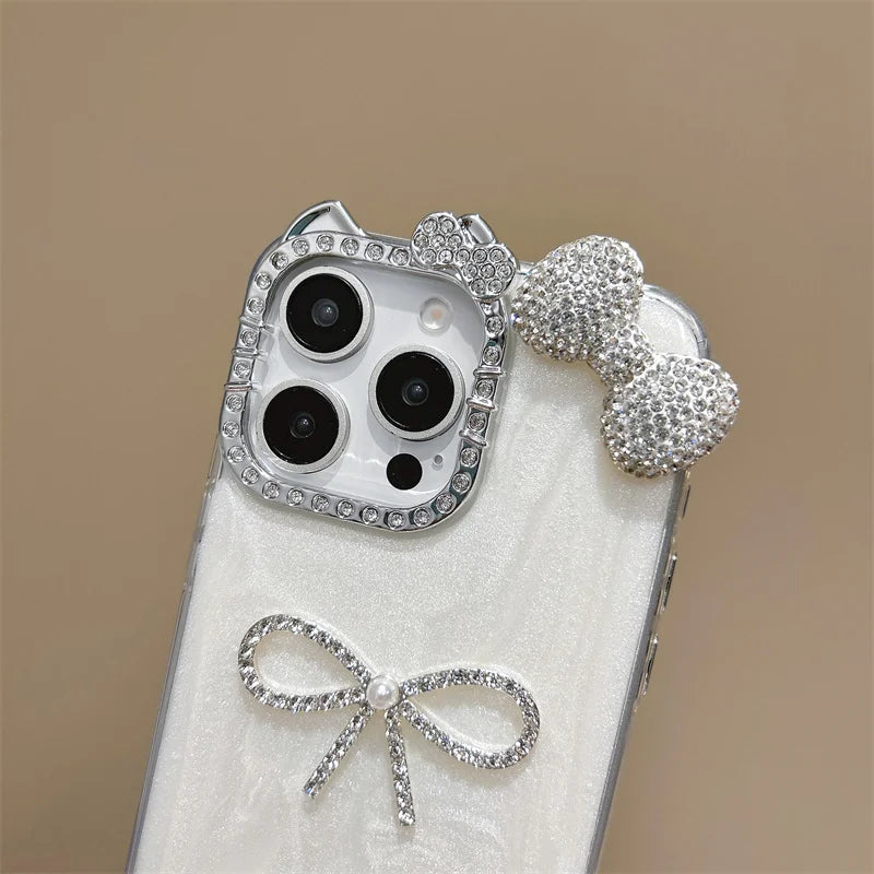 Korean Cute 3D Bowknot Glitter Diamond Bow Phone Case For iPhone
