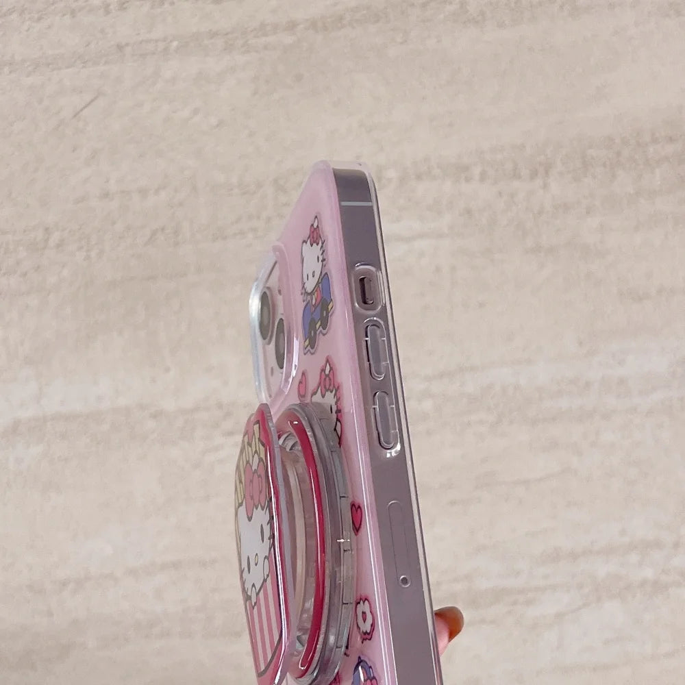 Cute Kitty Magnetic Shell With Bracket Hot Sale Phone Case For iPhone