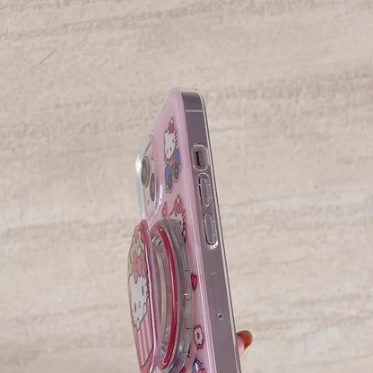 Cute Kitty Magnetic Shell With Bracket Hot Sale Phone Case For iPhone