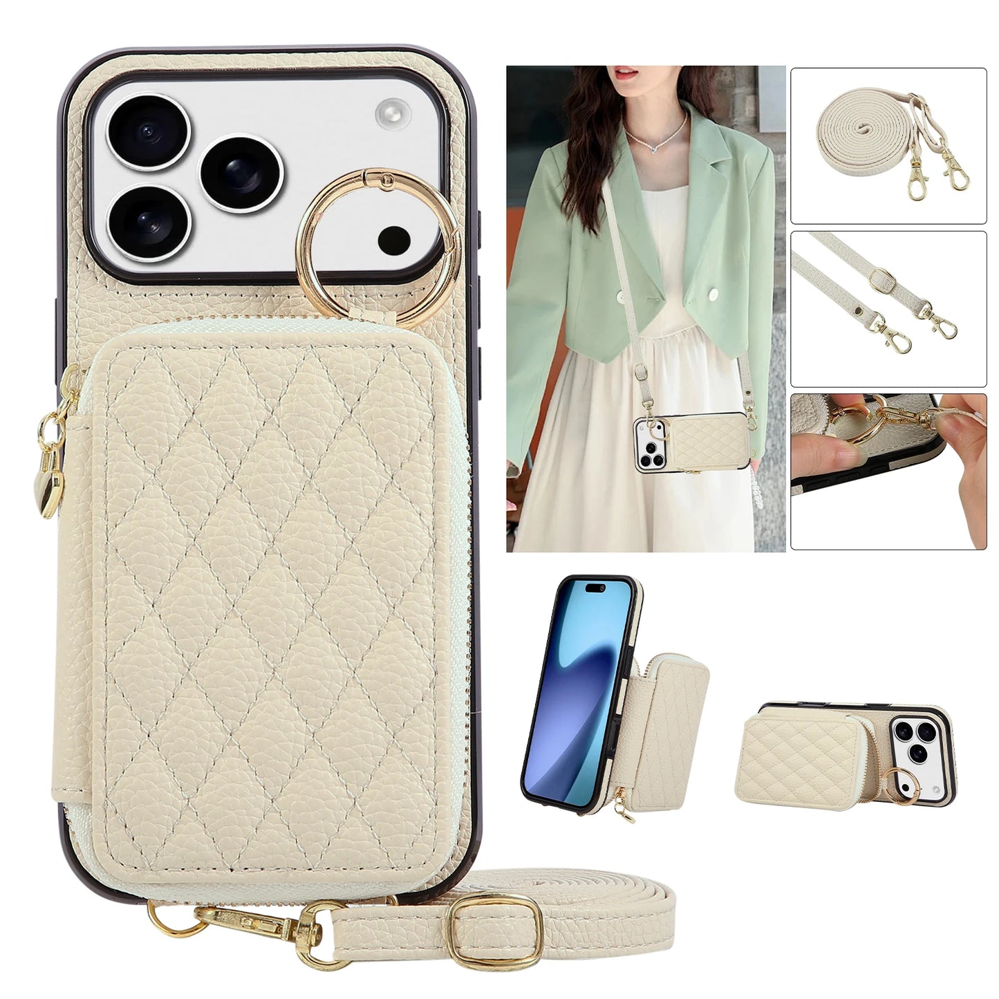Leather Crossbody Lanyard Phone Case  For iPhone