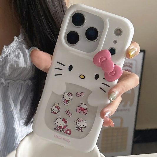 Glitter Laser Love Heart Hello Kitty Phone Case For iPhone