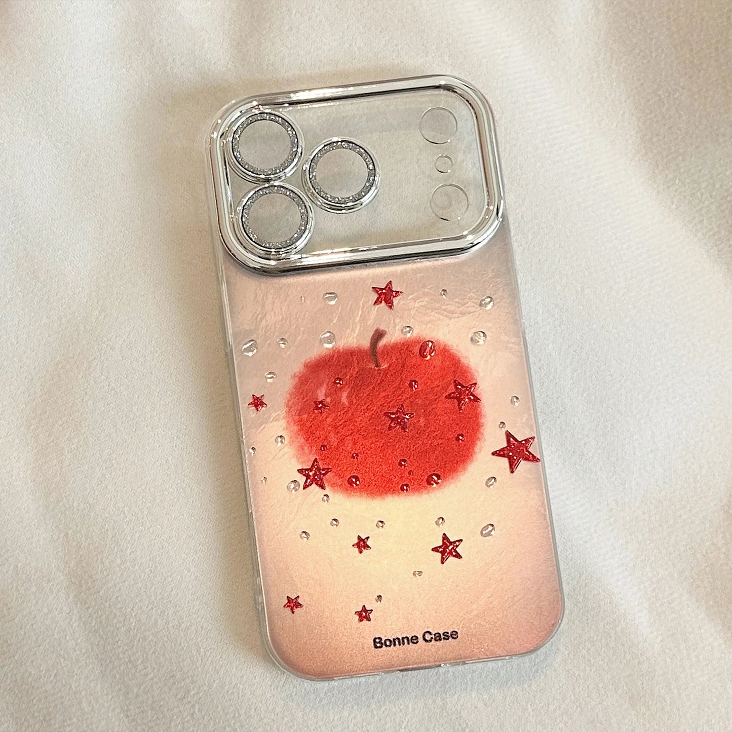 Korean Red Apple Stars Pattern Phone Case For iPhone