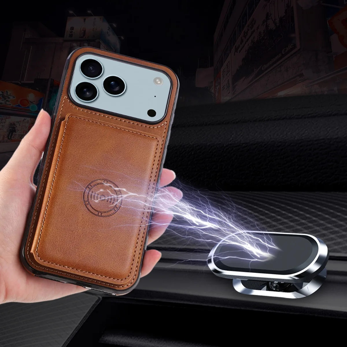 Anti-Theft Magnetic Leather Phone Case For iPhone