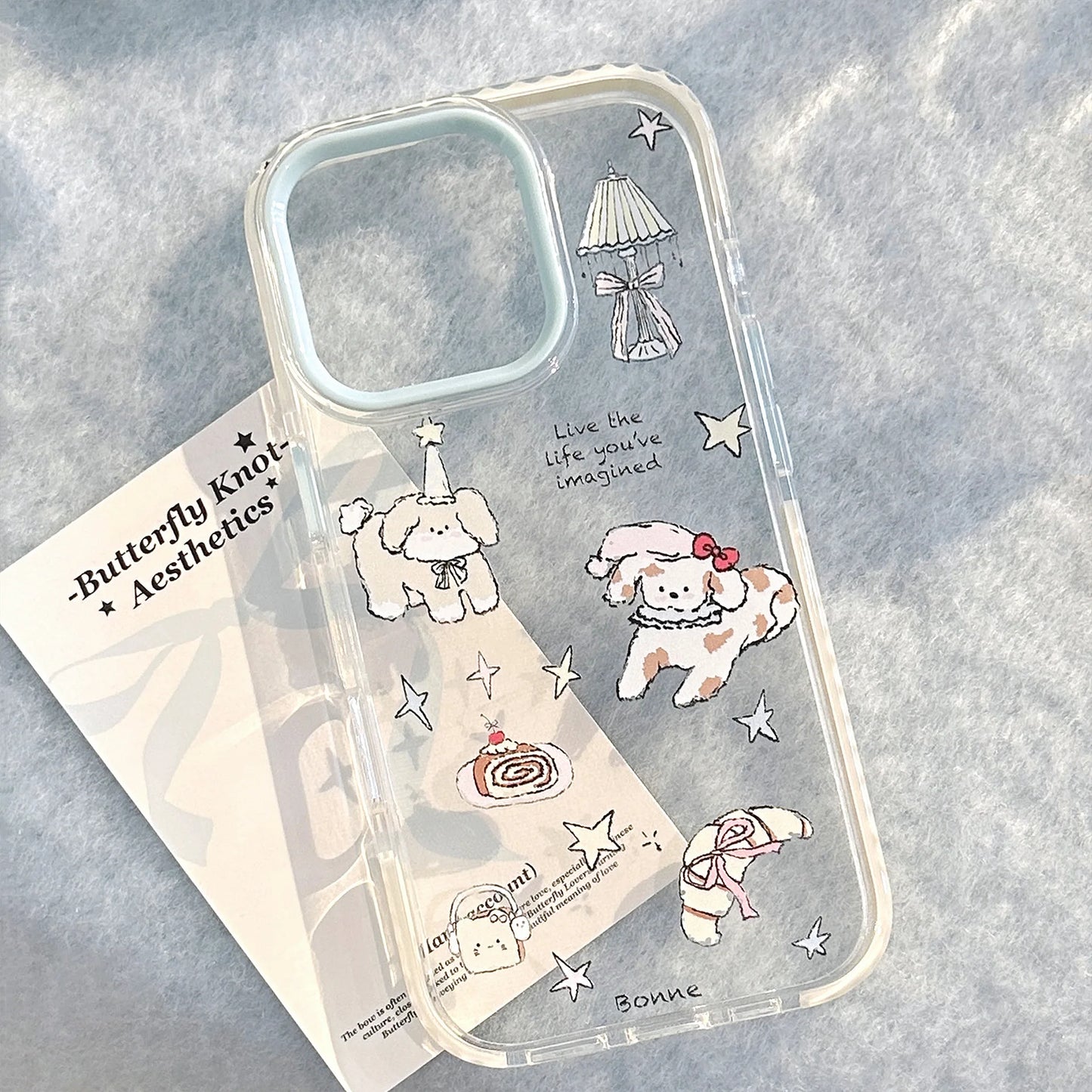 Korean Cute Cartoon Puppy illustration Soft Phone Case For iPhone