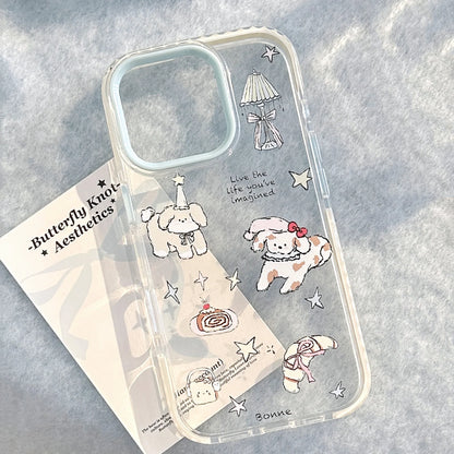 Korean Cute Cartoon Puppy illustration Soft Phone Case For iPhone