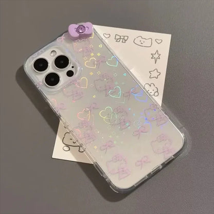 Hello Kitty Bow Stand Purple Bow Phone Case For iPhone