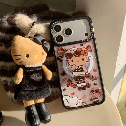 Magnetic Grip Holder Magsafe Wireless Charge Sanrio Hello Kitty Phone Case For iPhone