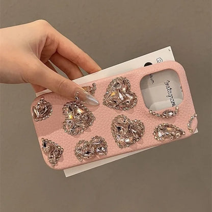 Cartoon Cat Diamond Love Phone Case, Suitable For iPhone