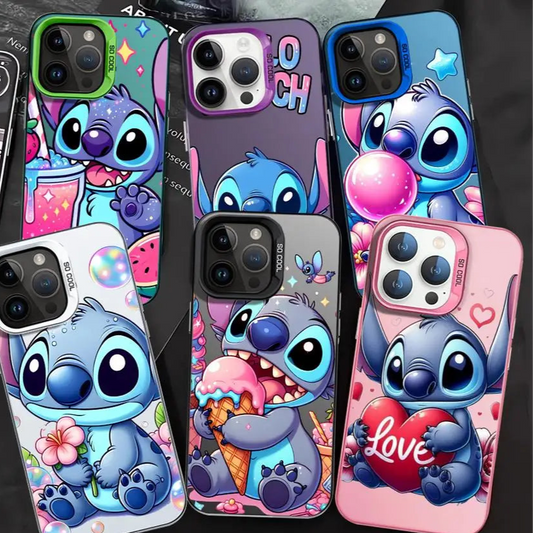 Cartoon Disney Cute Stitch Case Matte Lens Protect Plating Phone Cover For iPhone