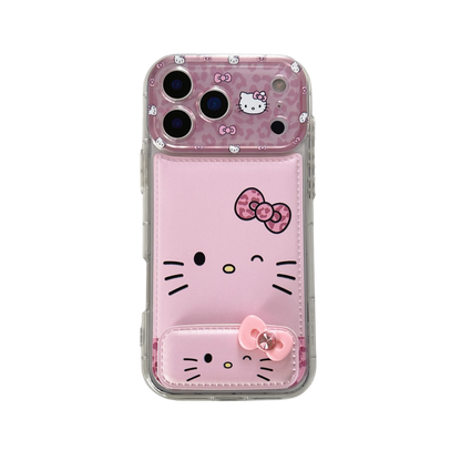 Luxury Cute Foundation Make Up Brown Kittyy Phone Case with Stand Case For iPhone