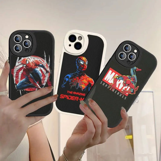 Cartoon Groot Spiderman Phone Case Hard Leather For iPhone