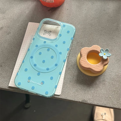 Simple Blue Polka Dot Magnetic Phone Case