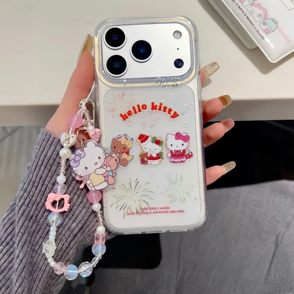 Beautiful Gilded Glitter Pink Hat Kitty Is Suitable For Apple Phone Case