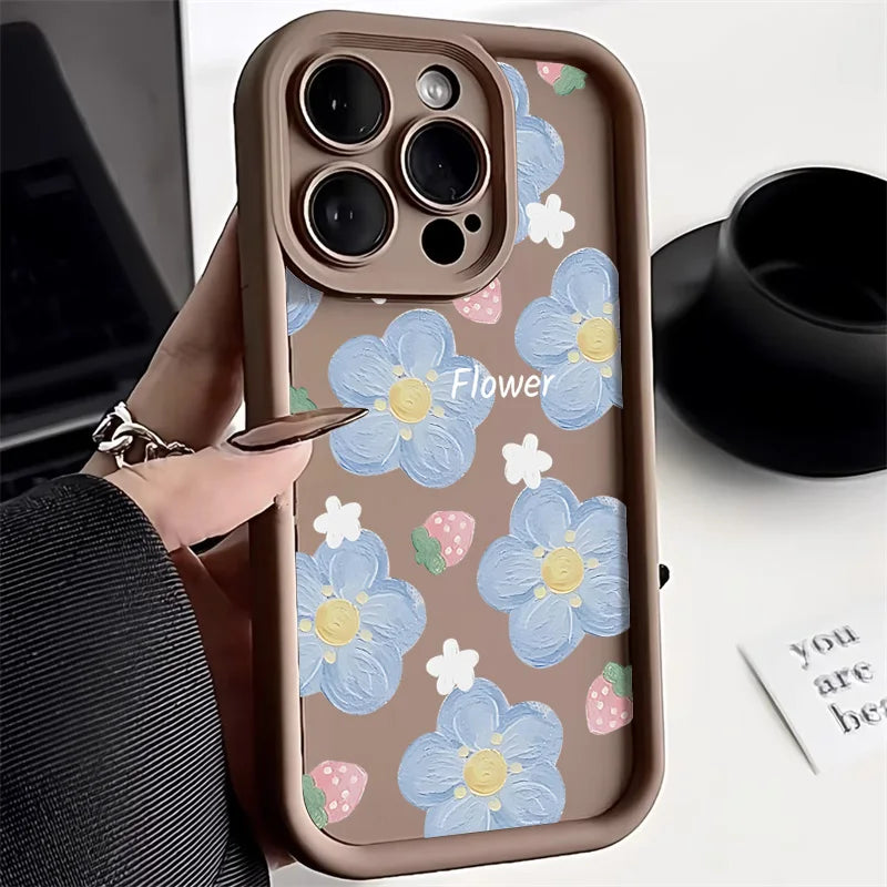 Oil Painting Flower Phone Case For iPhone