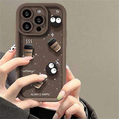 Cute Fun 3D Ball Coffee Silicone Soft Phone Case For iPhone