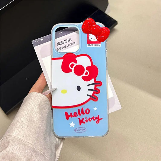 Hello Kitty Blue Face Stand Phone Case For iPhone