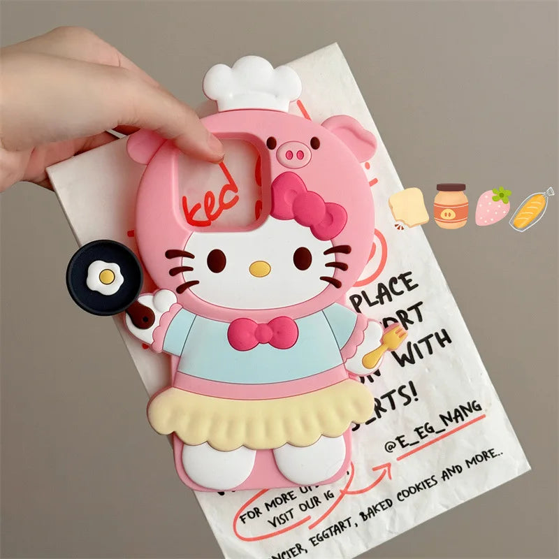 Korean Cute Cartoon Hello Kitty Pig Chef Phone Case For iPhone