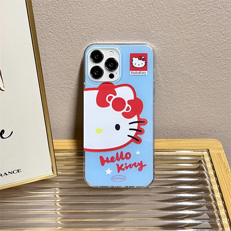 Hello Kitty Blue Face Stand Phone Case For iPhone