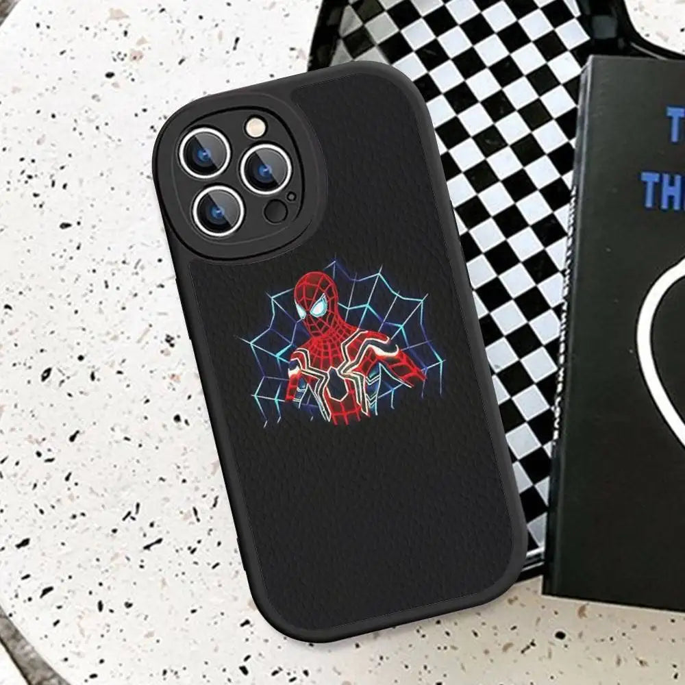 Cartoon Groot Spiderman Phone Case Hard Leather For iPhone