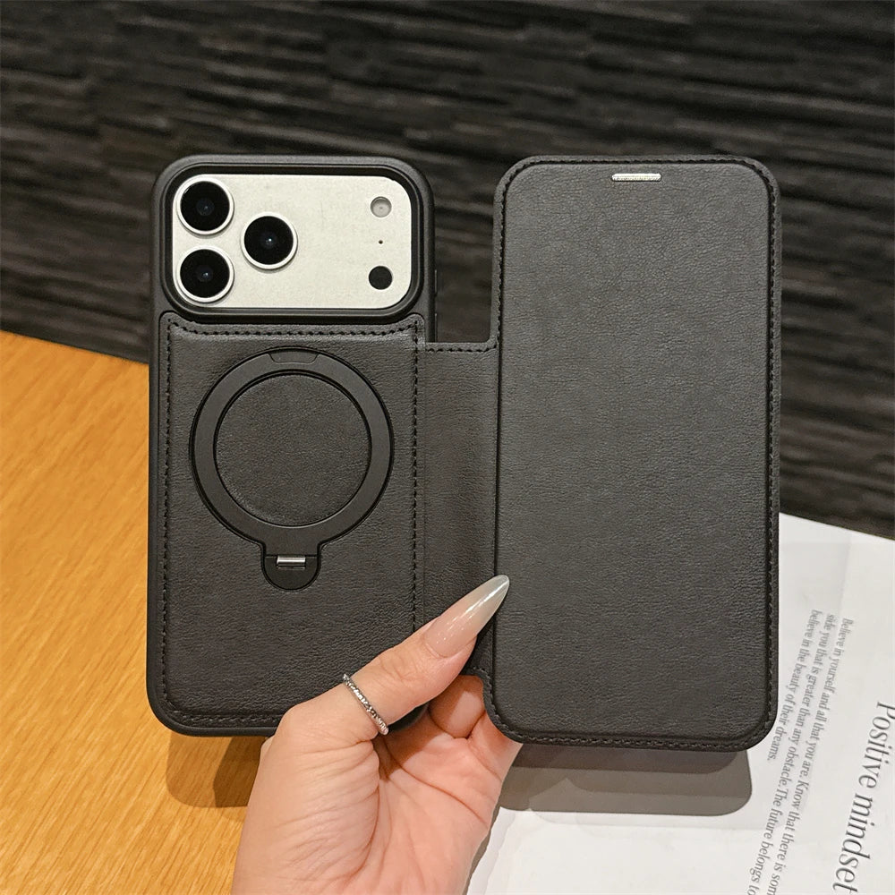 Luxury Magnetic Flip Leather Wallet Magnet Bracket Case For iPhone