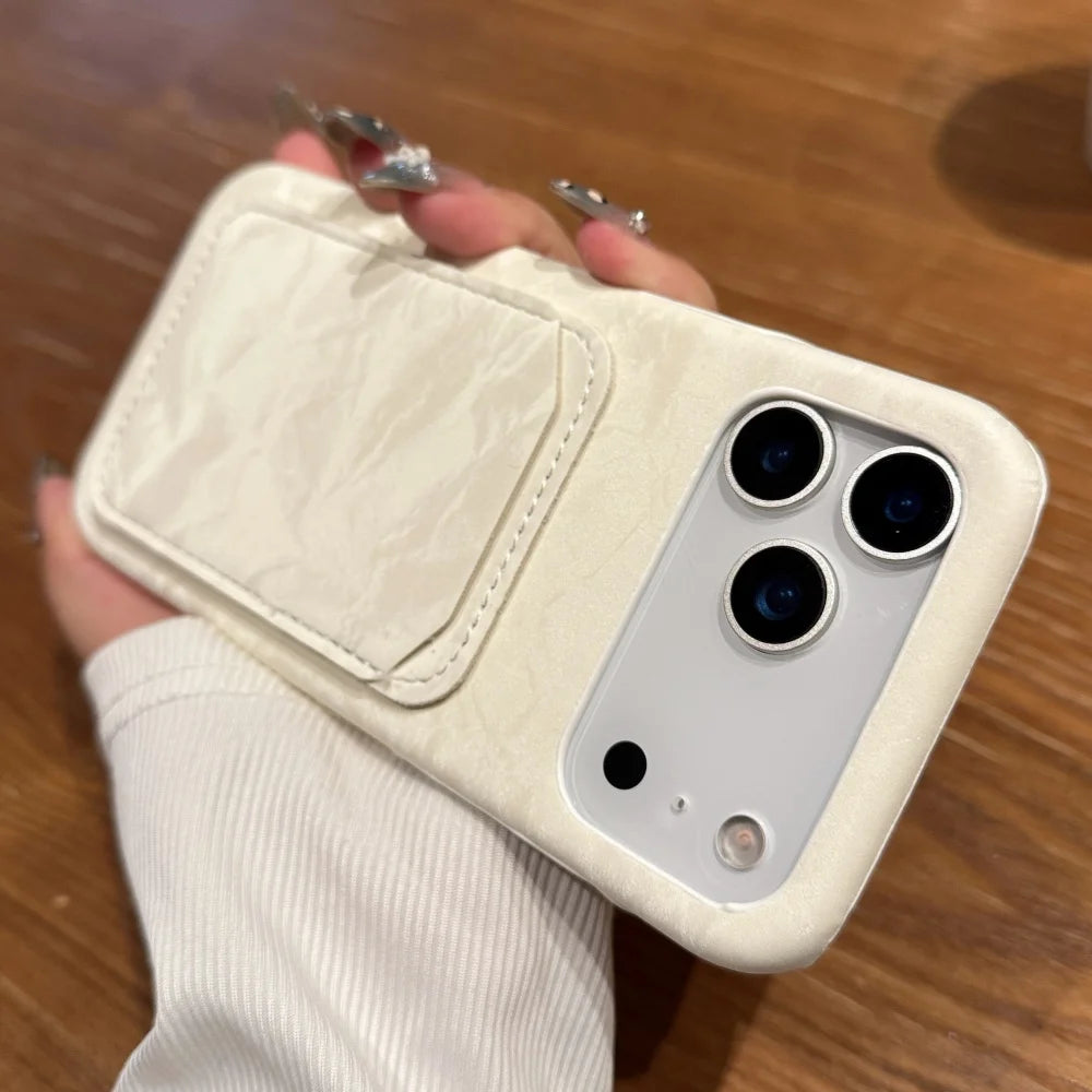 Luxury Velvet Fabric Slot Card Wallet Case For iPhone