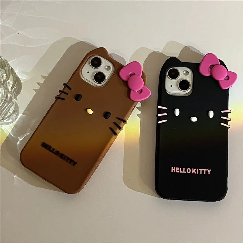 Hello Kitty Cartoon 3D Bow Phone Case For iPhone