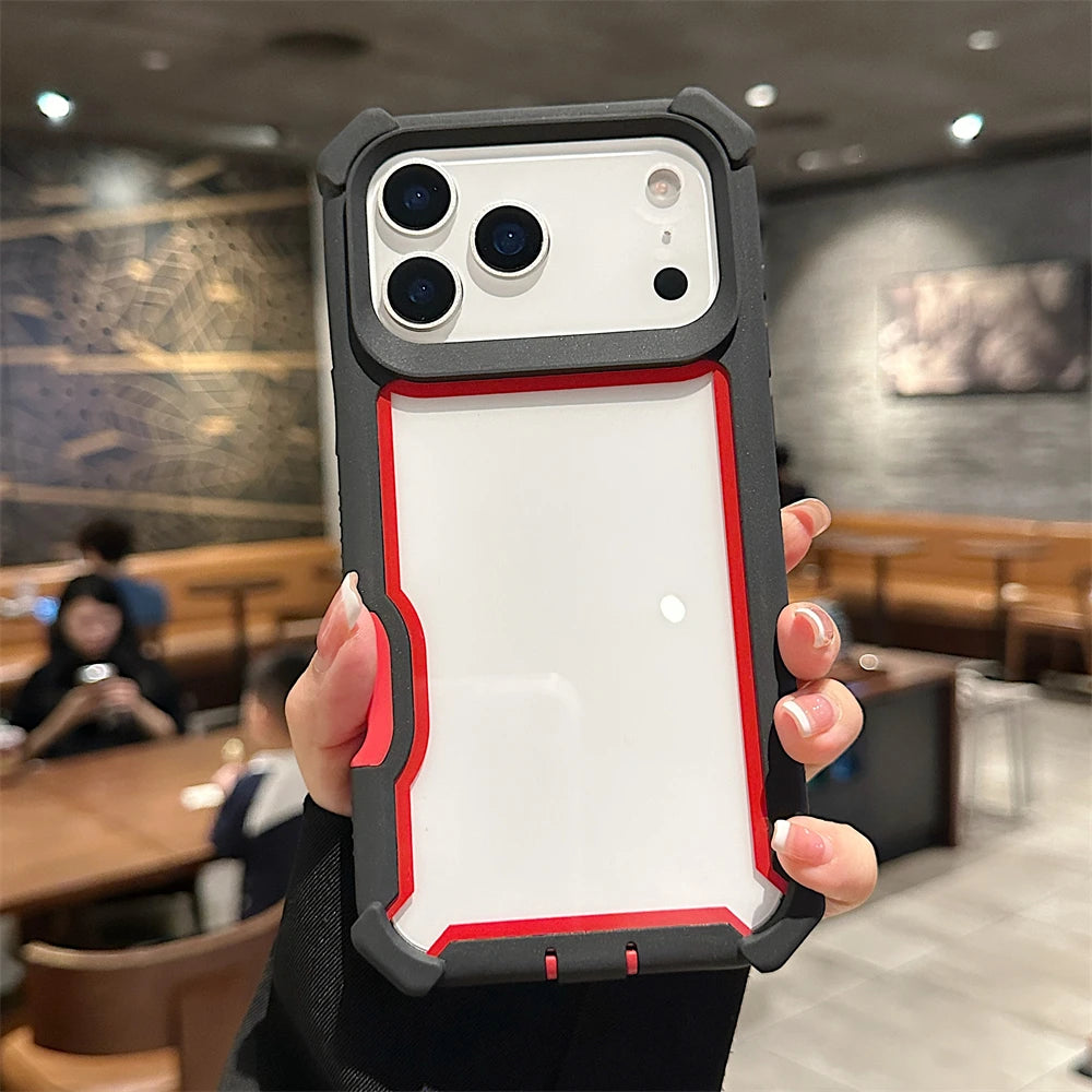 TPU Case For iPhone Rugged Hybrid Transparent Shockproof Armor Hard PC Frame Bumper Back