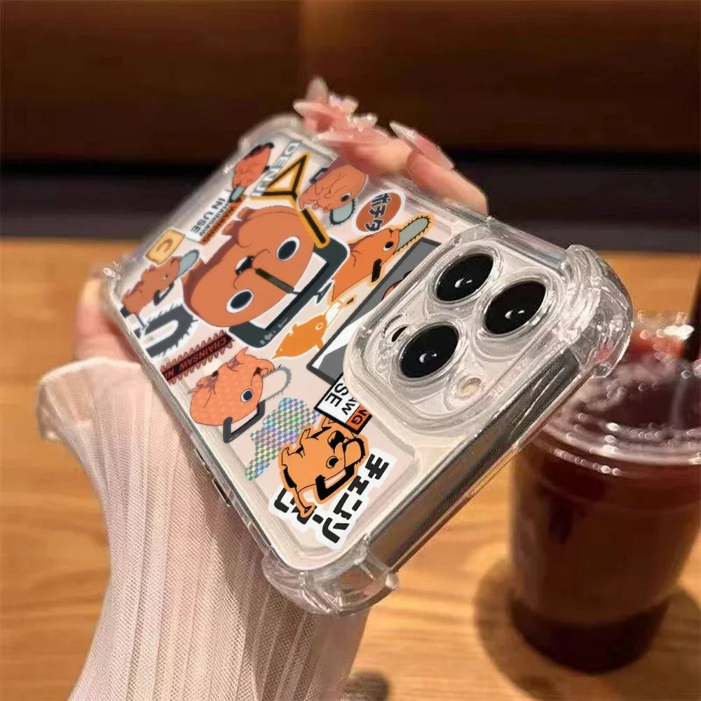 Chainsaw Mans Four Corner Anti Fall Airbag Case For iPhone