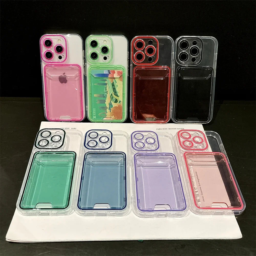 Transparent Card Holder Slot Case  For iPhone