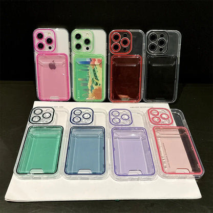 Transparent Card Holder Slot Case  For iPhone