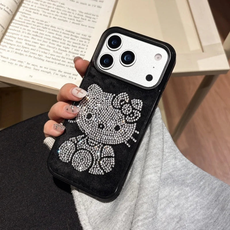 Winter Luxury Diamond Hello Kitty Sparkling Phone Case For iPhone