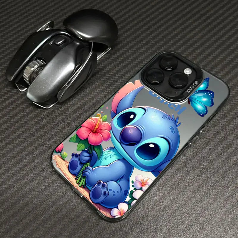 Disney Cute Stitch Flower Love Phone Case For iPhone