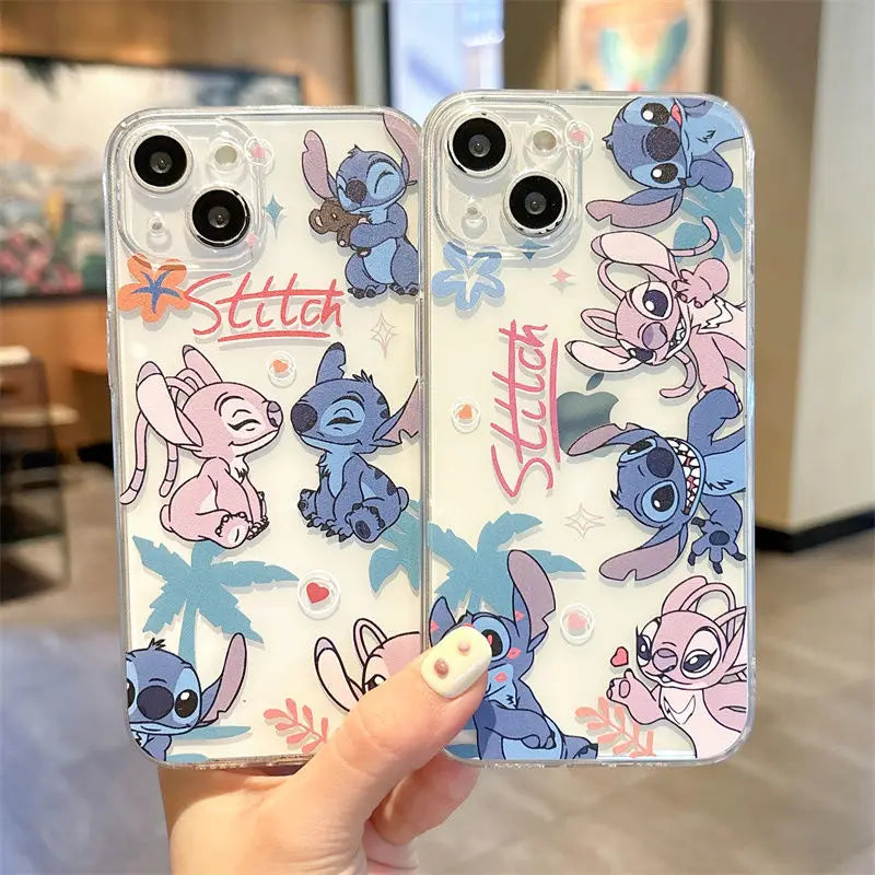 Disney Stitch Angel Silicone Phone Case For iPhone