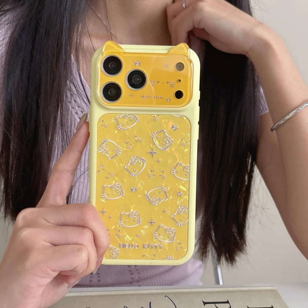 Korean Lemon Yellow Full Screen Cute Cartoon Sanrio KT Shockproof Phone Case For iPhone