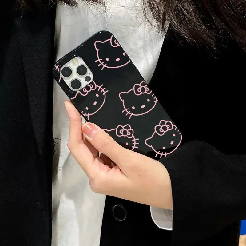 Hello Kitty Face Pink Bow Phone Case For iPhone