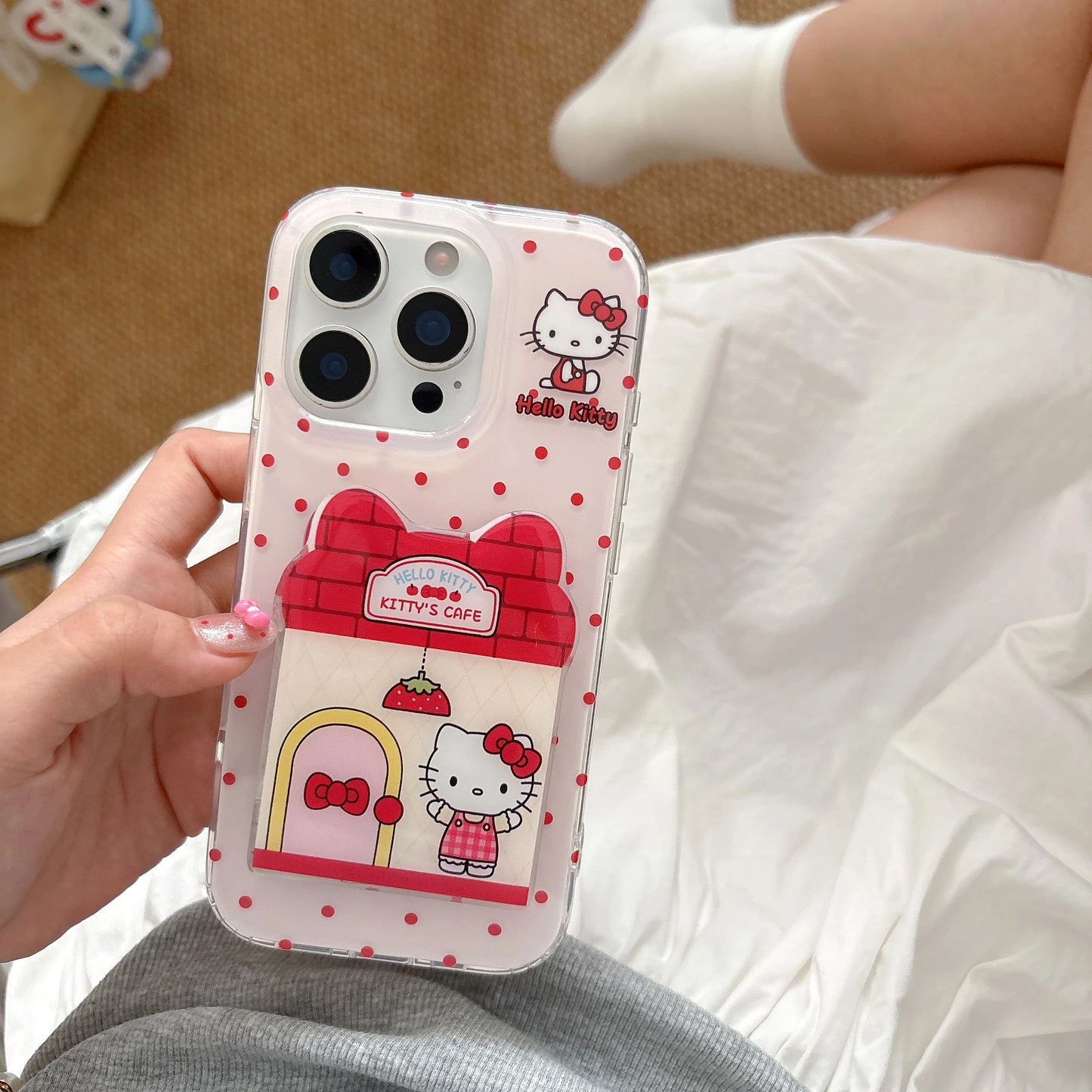 Cute Kitty Mirror Holder Hot Sale Phone Case For iPhone