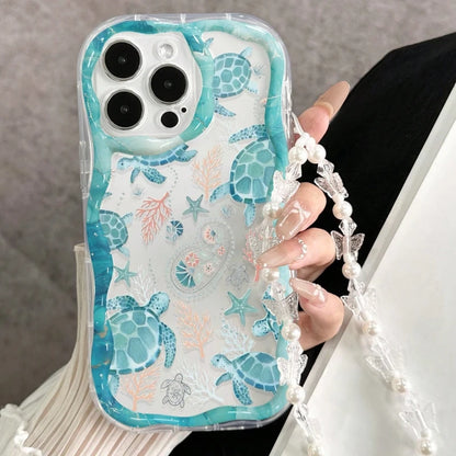 Sea Turtle Underwater World Wave-Shaped Phone Case For iPhone