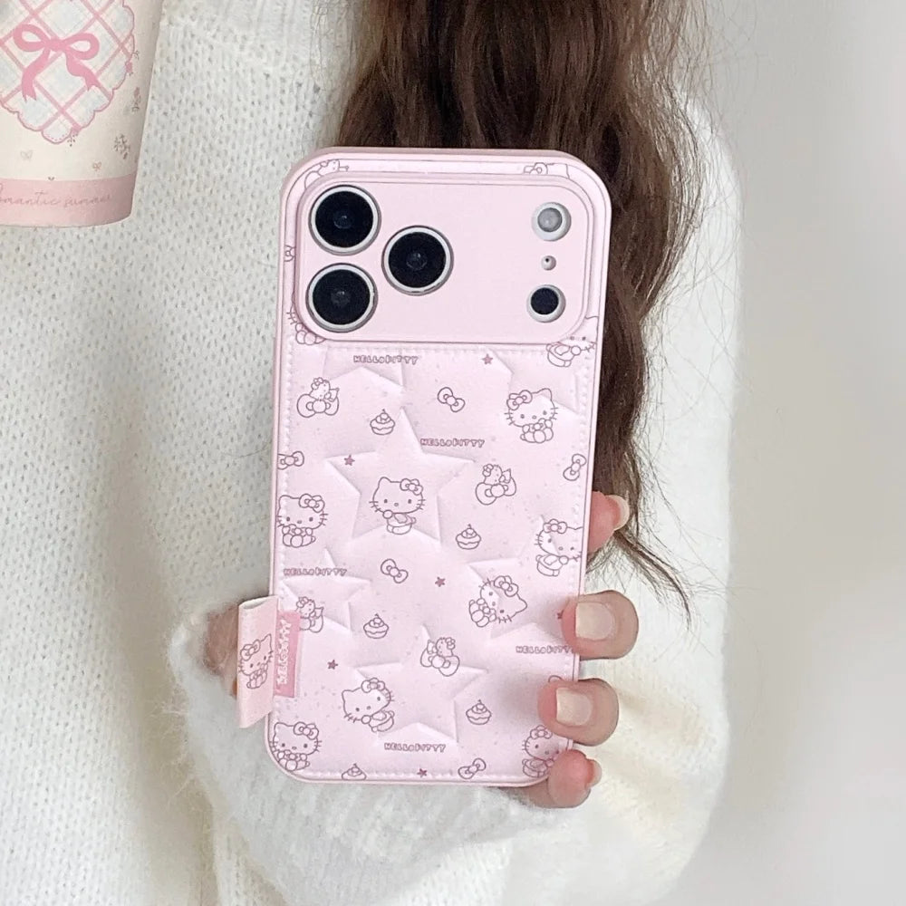 Cute Star Kitty  Fashion Leather Phone Case For iPhone
