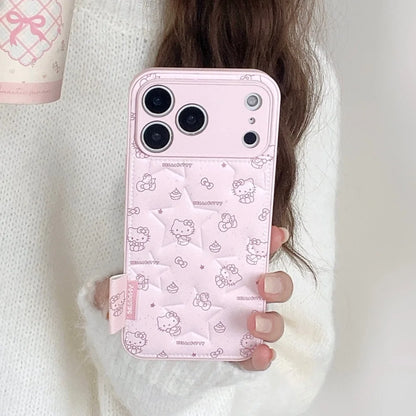 Cute Star Kitty  Fashion Leather Phone Case For iPhone