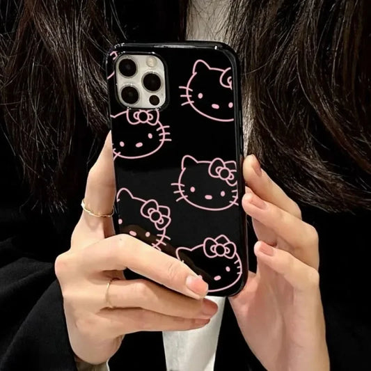 Hello Kitty Face Pink Bow Phone Case For iPhone