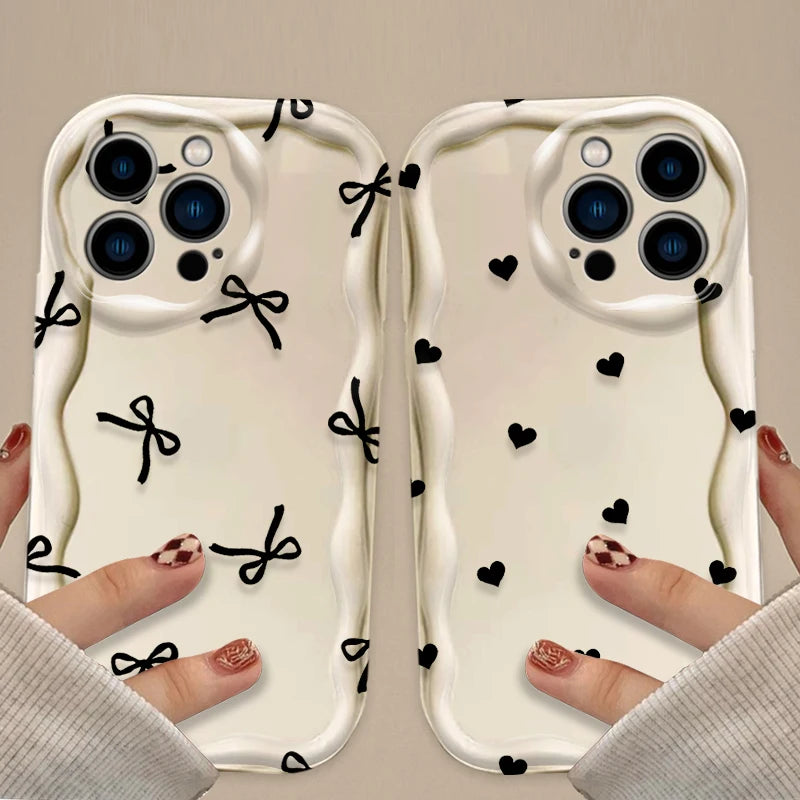 Black Bowknot Heart Phone Case For iPhone