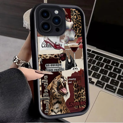 Fashionable Leopard Print Collage Plain Case For iPhone