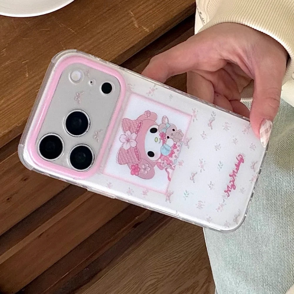 Pink Double Layer Floral Hug Bear Meiledi Phone Case For iPhone