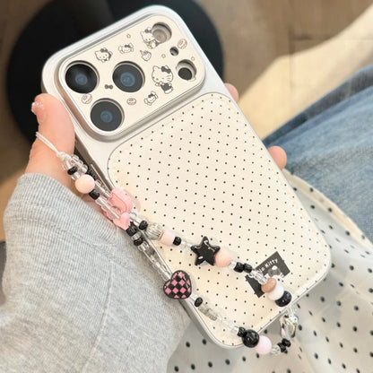 Black Polka Dot Kitty Phone Case With Bracelet Phone Case For iPhone