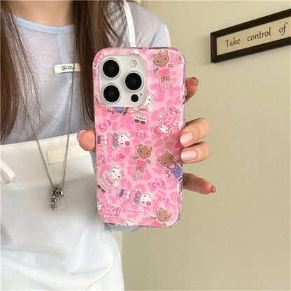 Fashion Pink Leopard Print Hello kitty Phone Case For iPhone