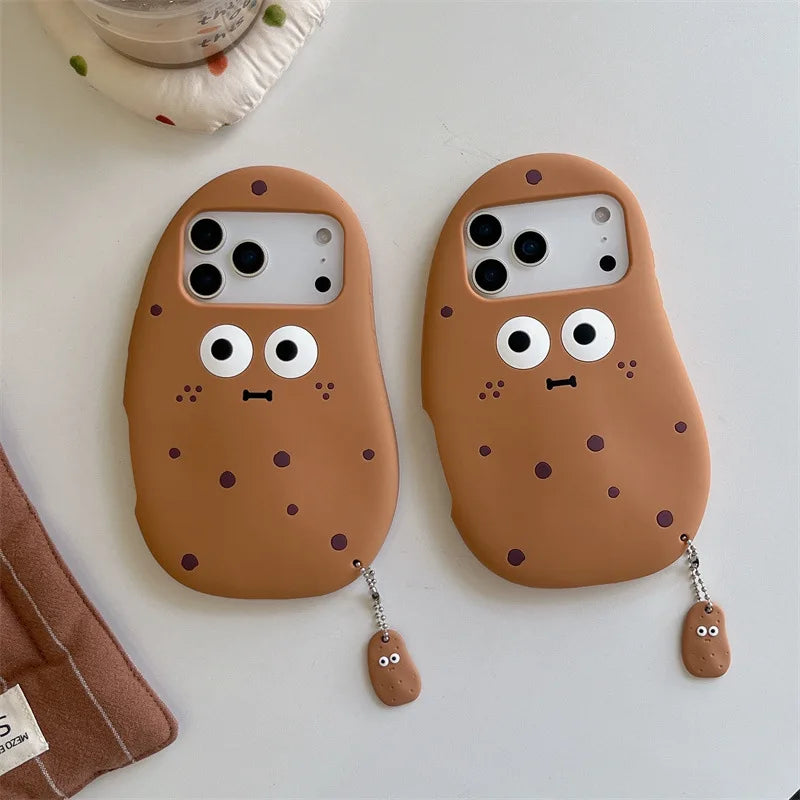 3D Cute Cartoon Funny Potato Soft Silicone Phone Case For iPhone