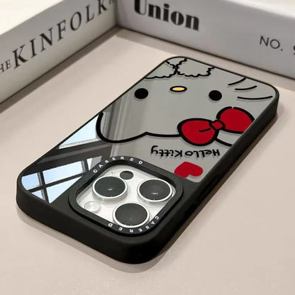 Creative Light Luxury Cute Cartoon Cat Acrylic Mirror Phone Case For iPhone